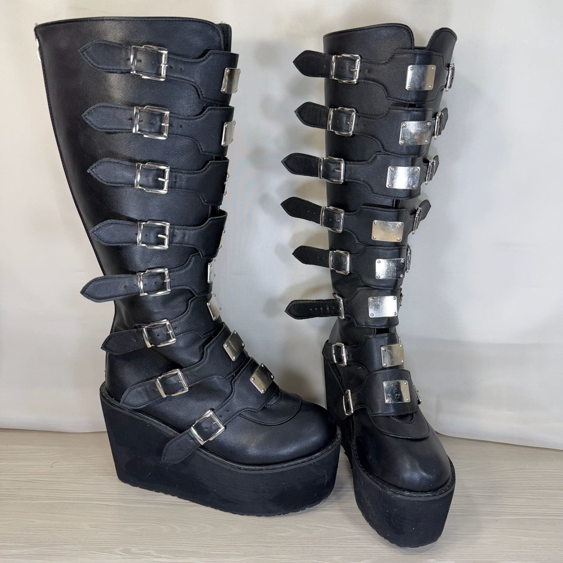 Demonia Swing-815WC Boots Black Vegan Leather Sz 8 2