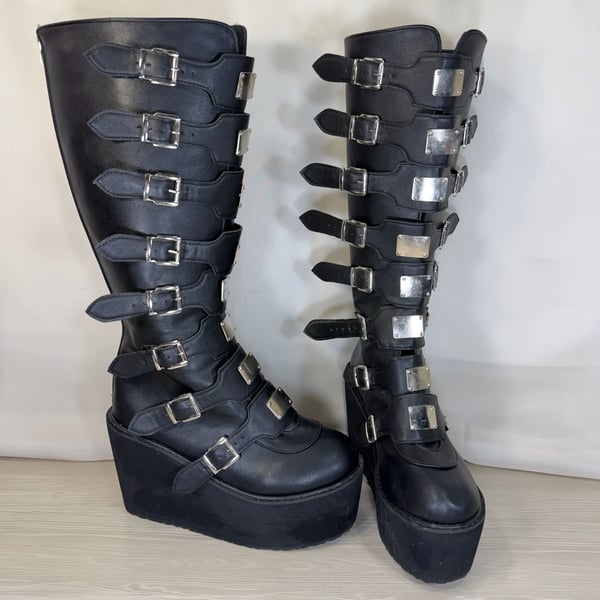 Demonia Swing-815WC Boots Black Vegan Leather Sz 8