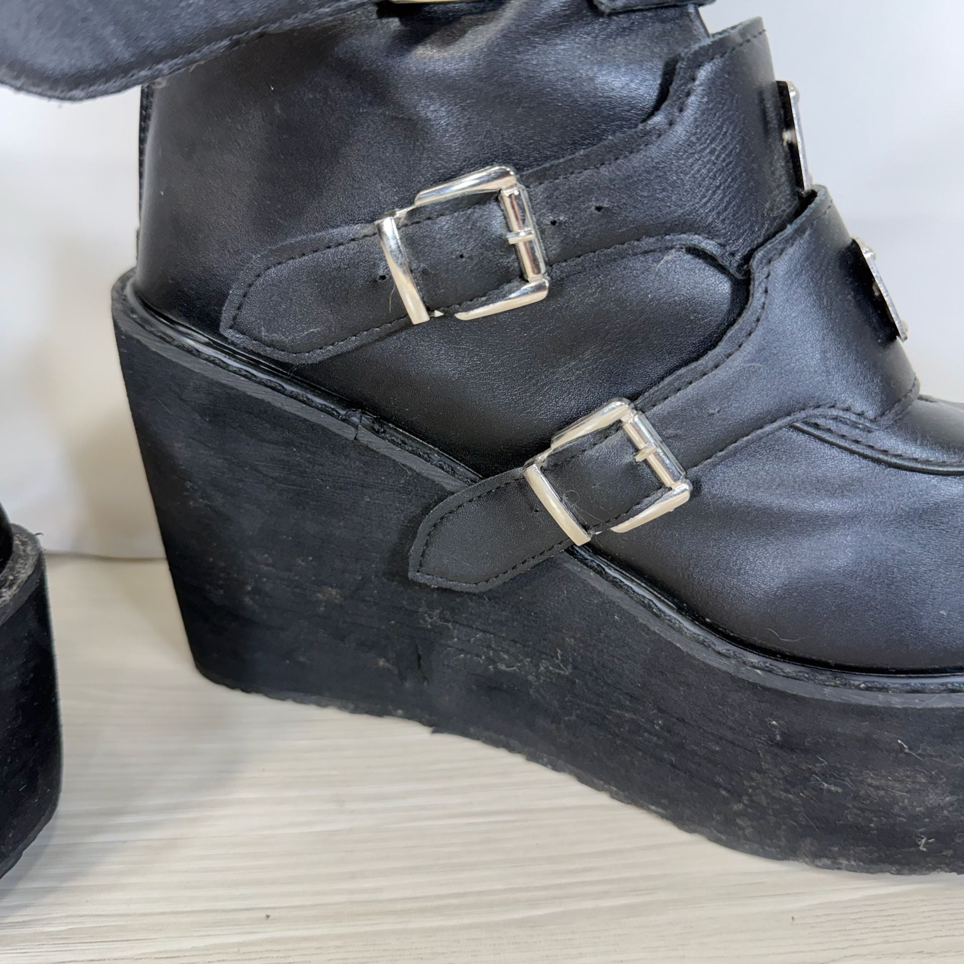 Demonia Swing-815WC Boots Black Vegan Leather Sz 8 10