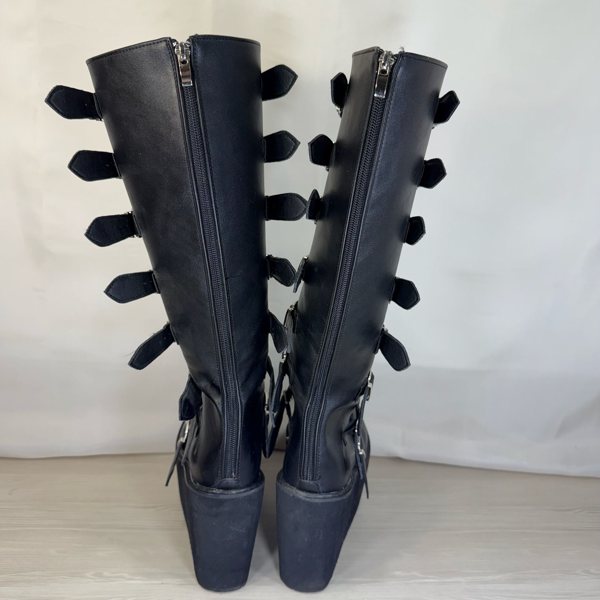 Demonia Swing-815WC Boots Black Vegan Leather Sz 8 13