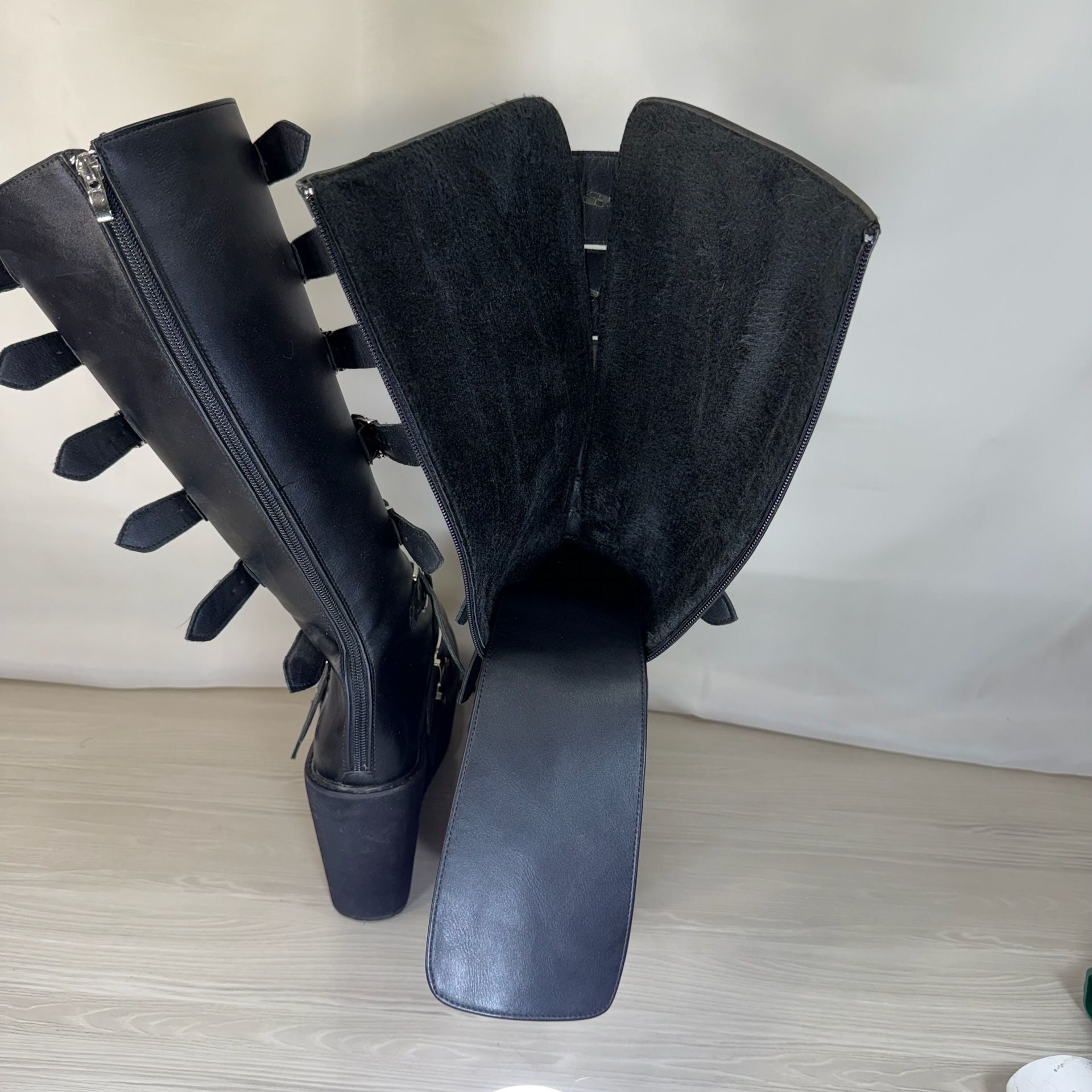 Demonia Swing-815WC Boots Black Vegan Leather Sz 8 14