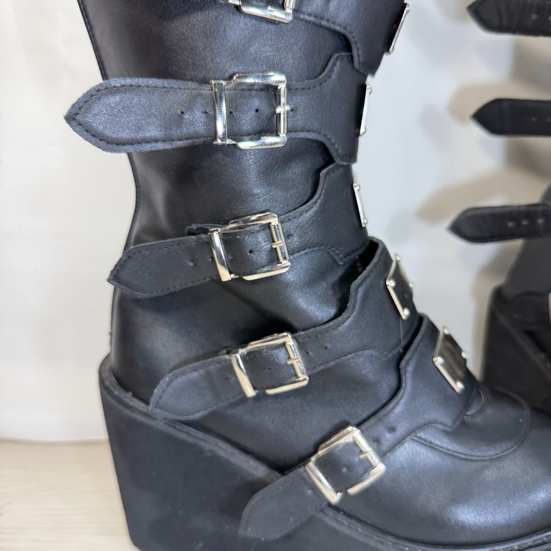 Demonia Swing-815WC Boots Black Vegan Leather Sz 8 7