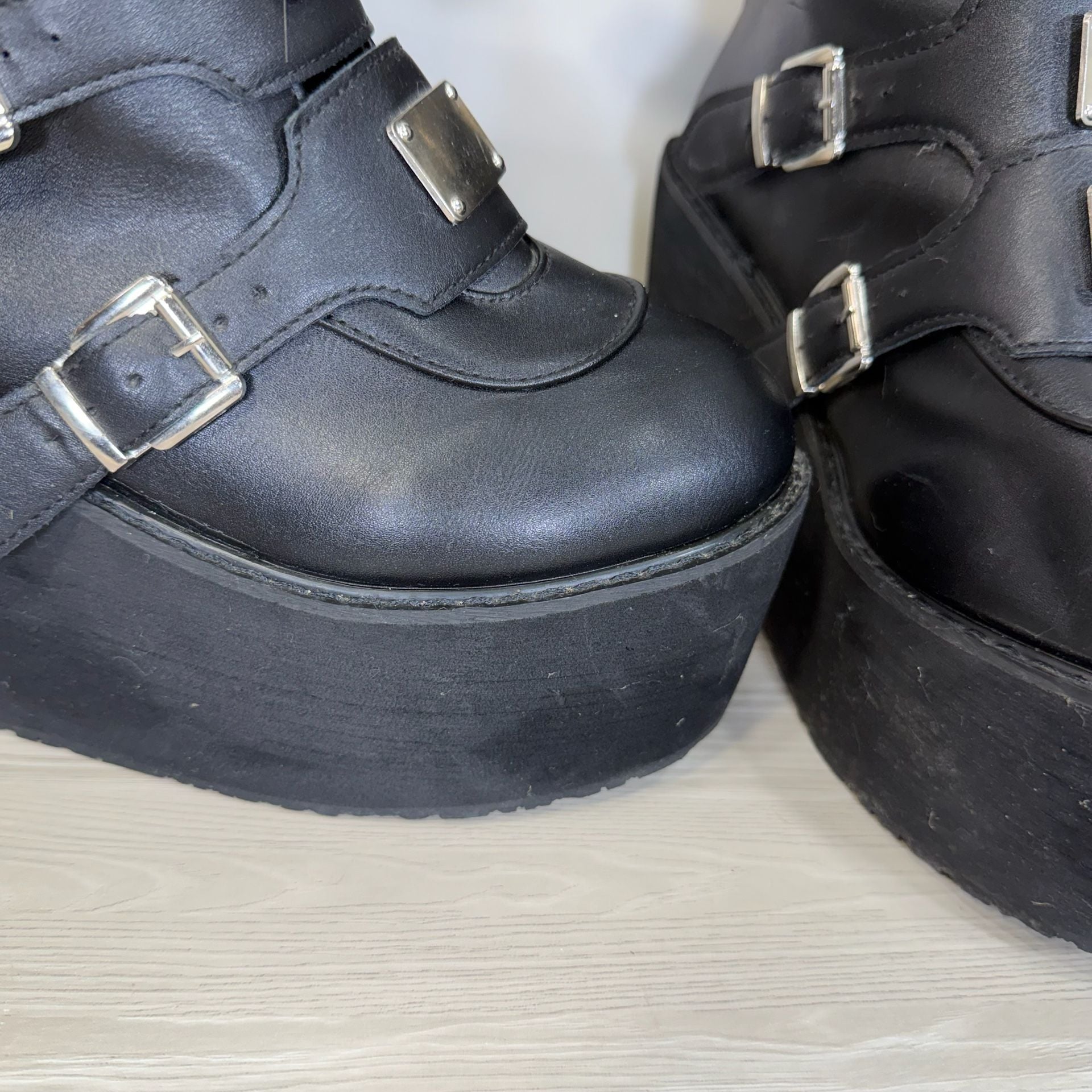 Demonia Swing-815WC Boots Black Vegan Leather Sz 8 8
