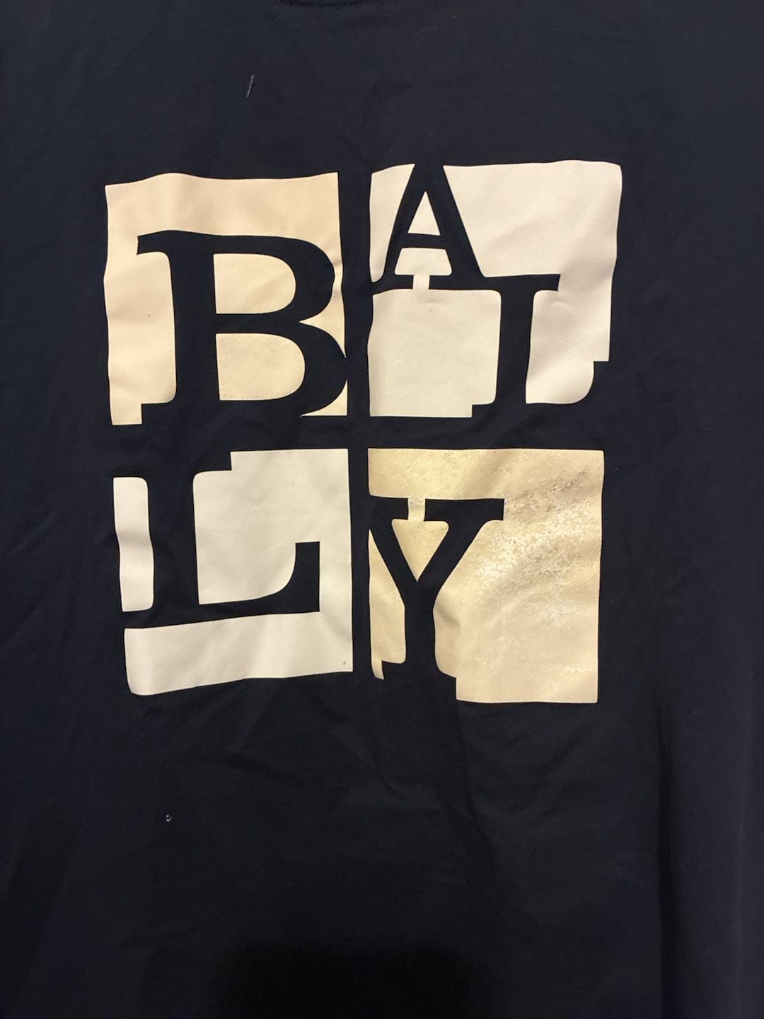 Bally Graphic Print Crew Neck T-Shirt Size 38 Navy Blue Cotton 6