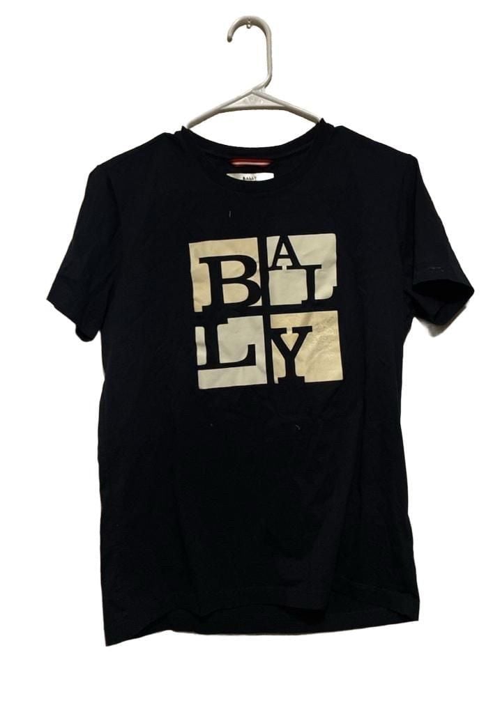 Bally Graphic Print Crew Neck T-Shirt Size 38 Navy Blue Cotton 2