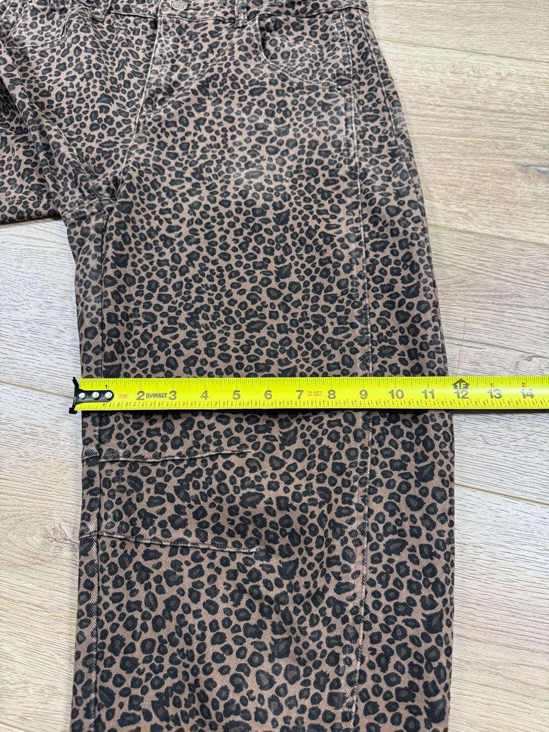 ADGN Leopard Print Barrel Leg Pants Brown Black Size L Cropped 9