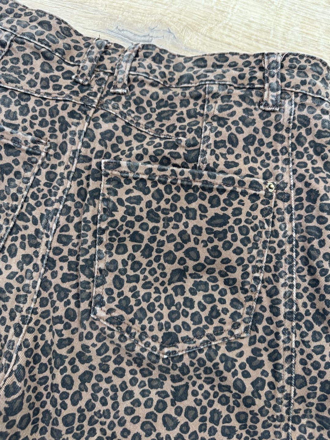 ADGN Leopard Print Barrel Leg Pants Brown Black Size L Cropped 13