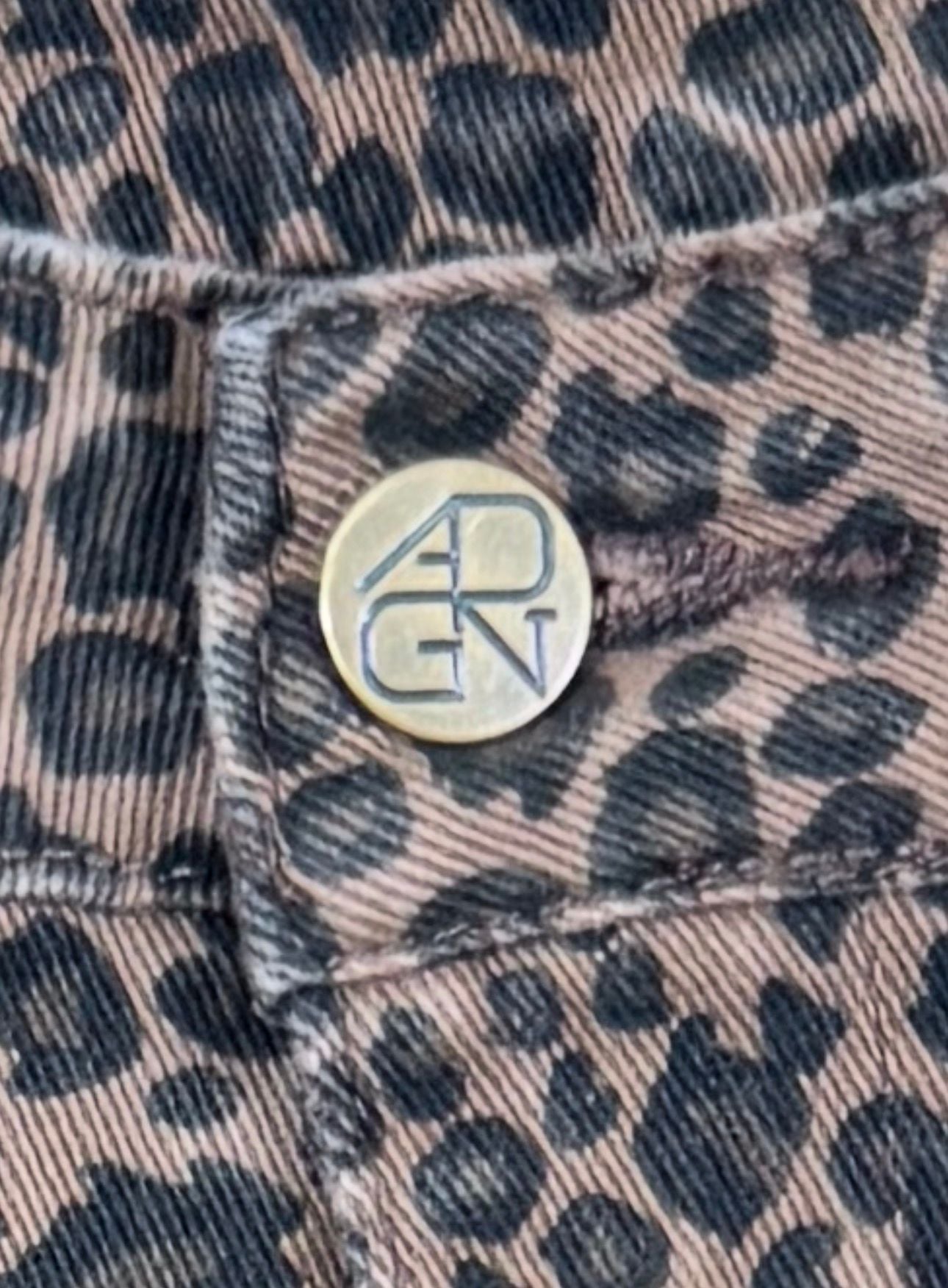 ADGN Leopard Print Barrel Leg Pants Brown Black Size L Cropped 14