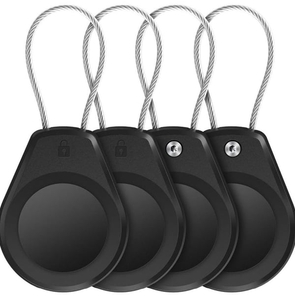 AirTag Keychain Holder Waterproof Case 4-Pack Black