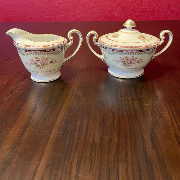 Noritake Dahlia Creamer Sugar Bowl