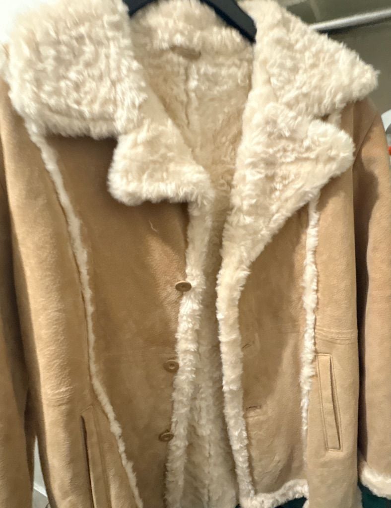 Vintage Shearling Suede Coat Tan 1