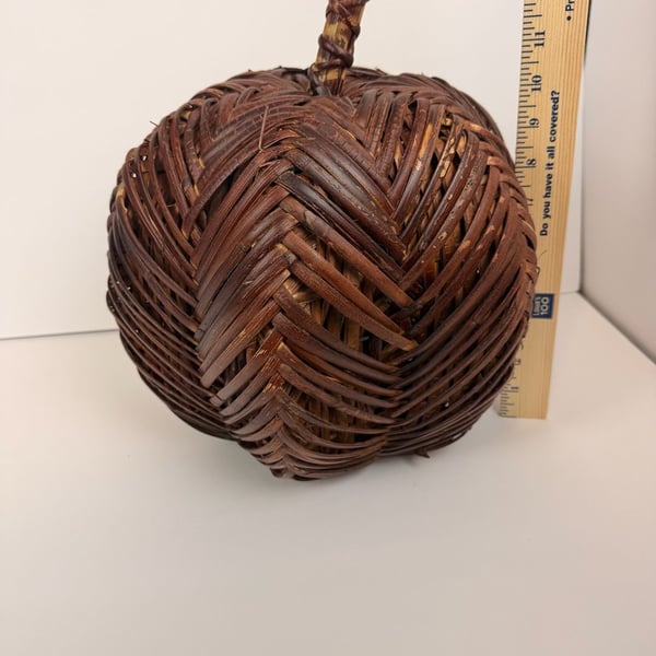 Vtg Heavy Chevron Rattan Pumpkin Halloween Thanksgiving Large Wicker Fall Decor