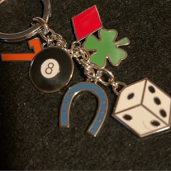 Rare Vintage COACH Lucky Charms Vegas Enamel Keychain Fob Multi Charm-Unisex