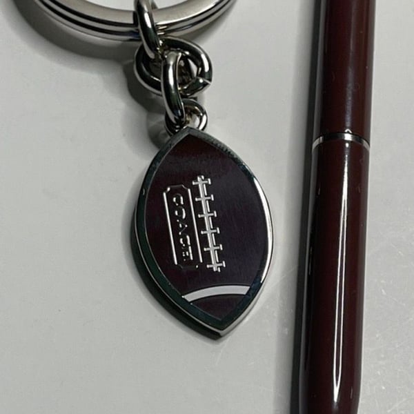 Coach Football Keychain And Pen Set Brown Silver