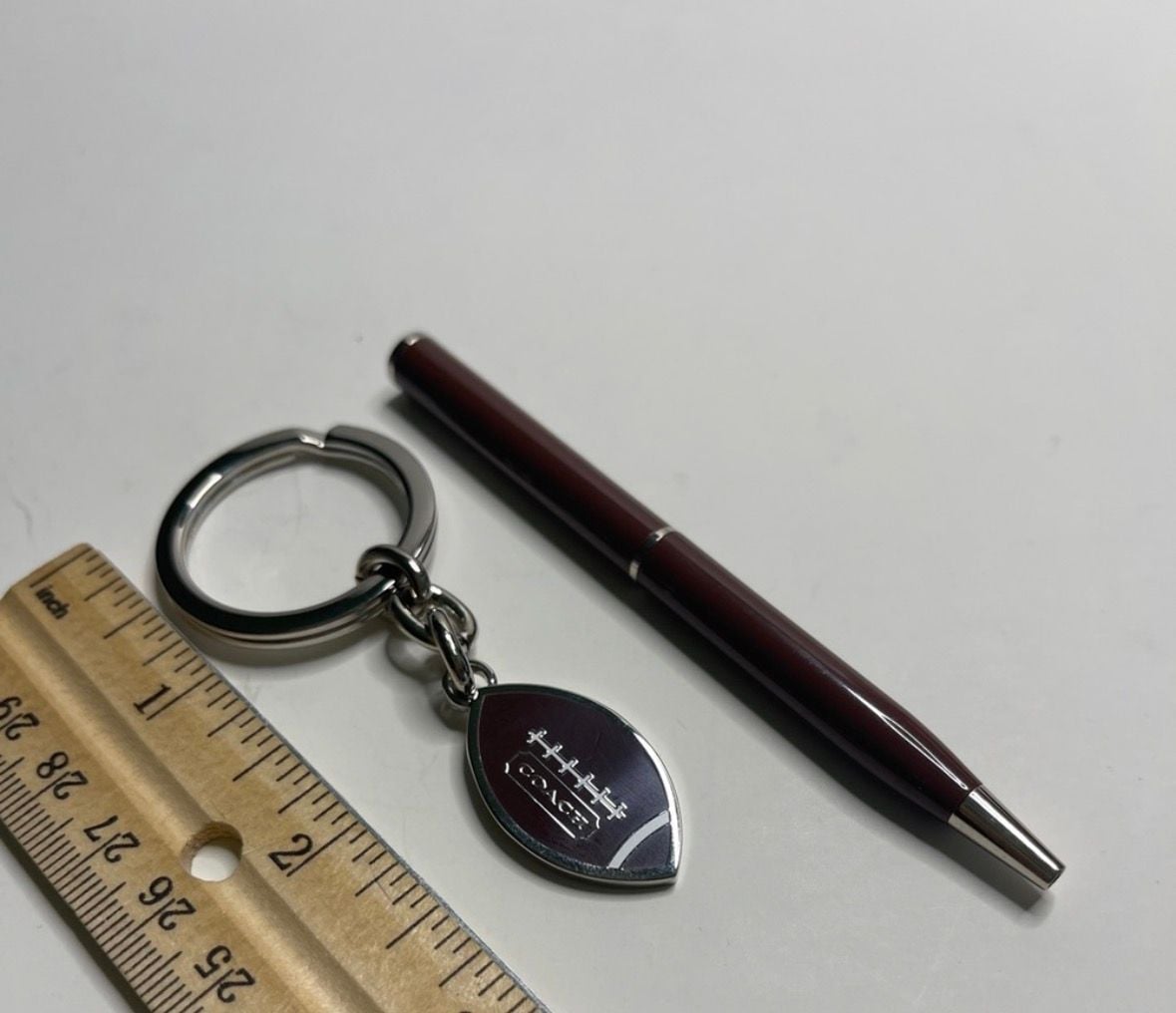 Coach Football Keychain And Pen Set Brown Silver 3