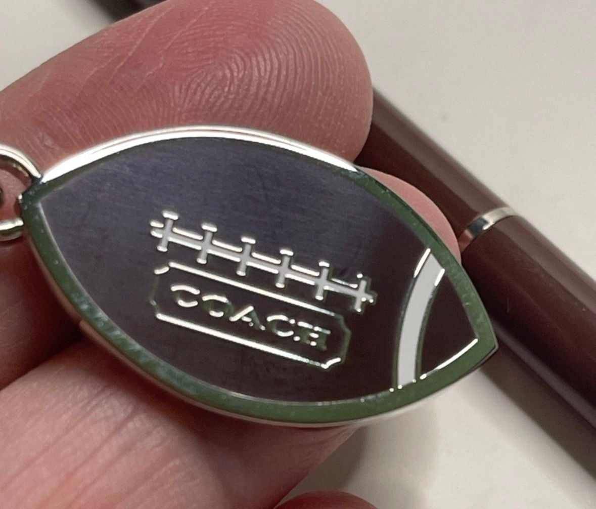 Coach Football Keychain And Pen Set Brown Silver 5