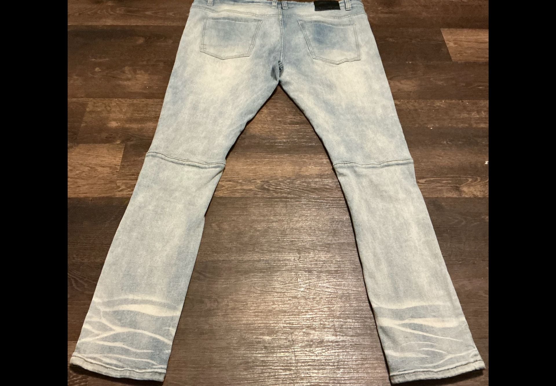 Blind Trust Distressed Light Wash Whisker Denim Jeans 7
