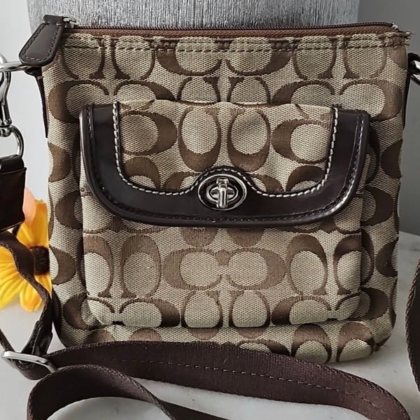Coach Y2K Signature C Jacquard Park Swingpack Crossbody Brown Bag