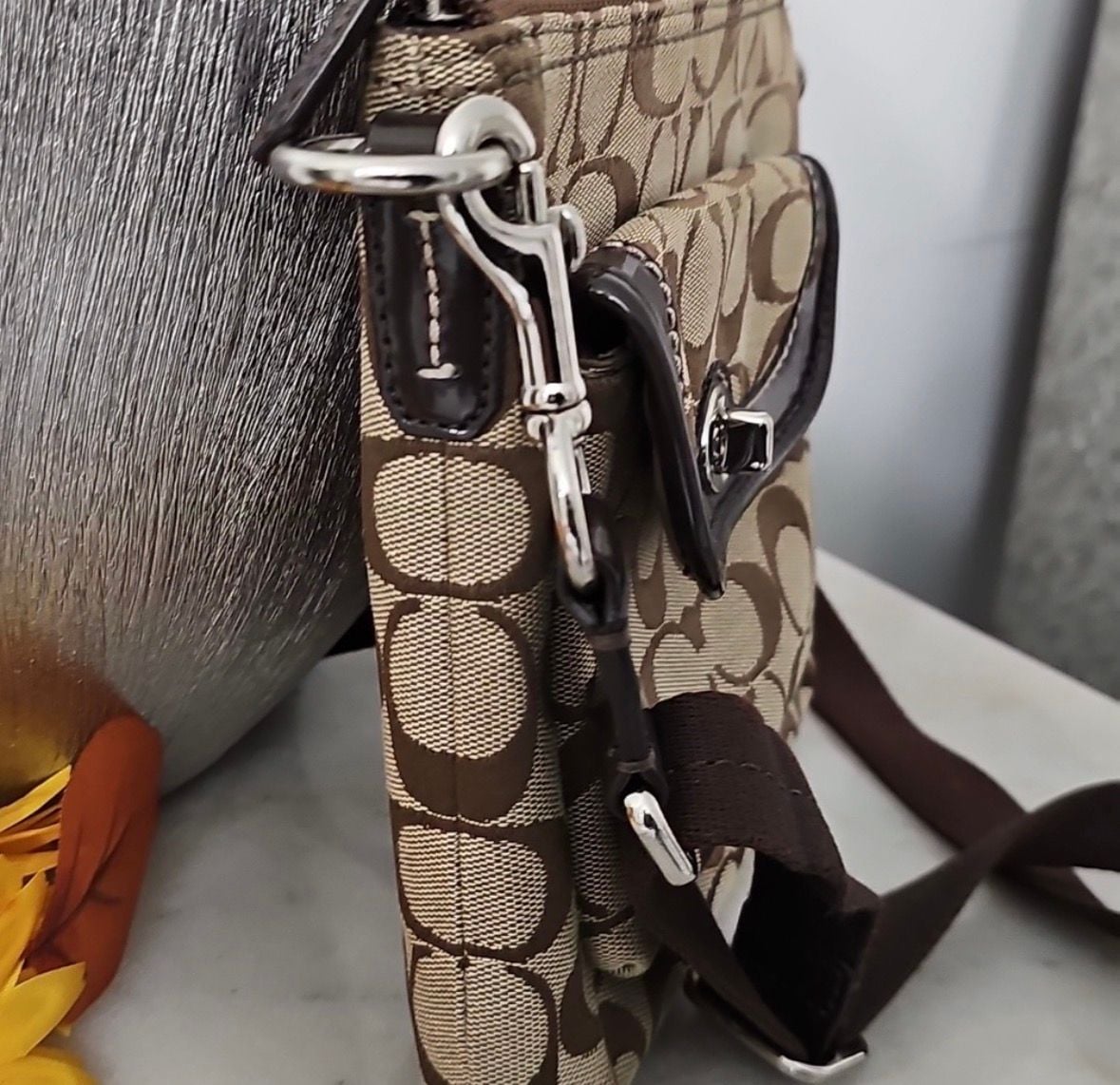 Coach Y2K Signature C Jacquard Park Swingpack Crossbody Brown Bag 8