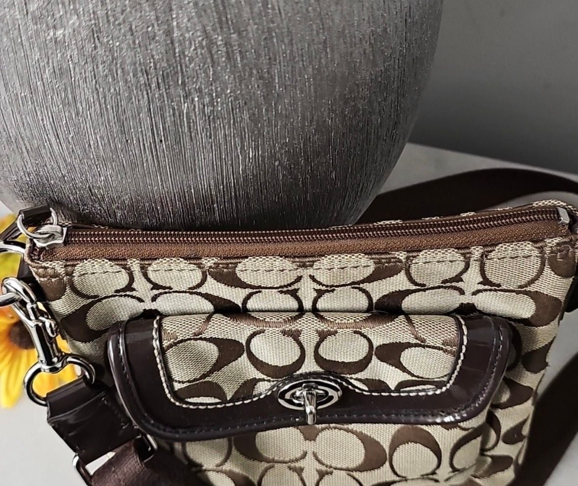 Coach Y2K Signature C Jacquard Park Swingpack Crossbody Brown Bag 10