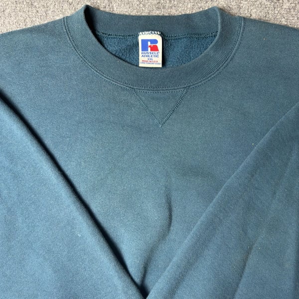 Russell Athletic Vintage Crewneck Sweatshirt Size XXL Teal Made in USA