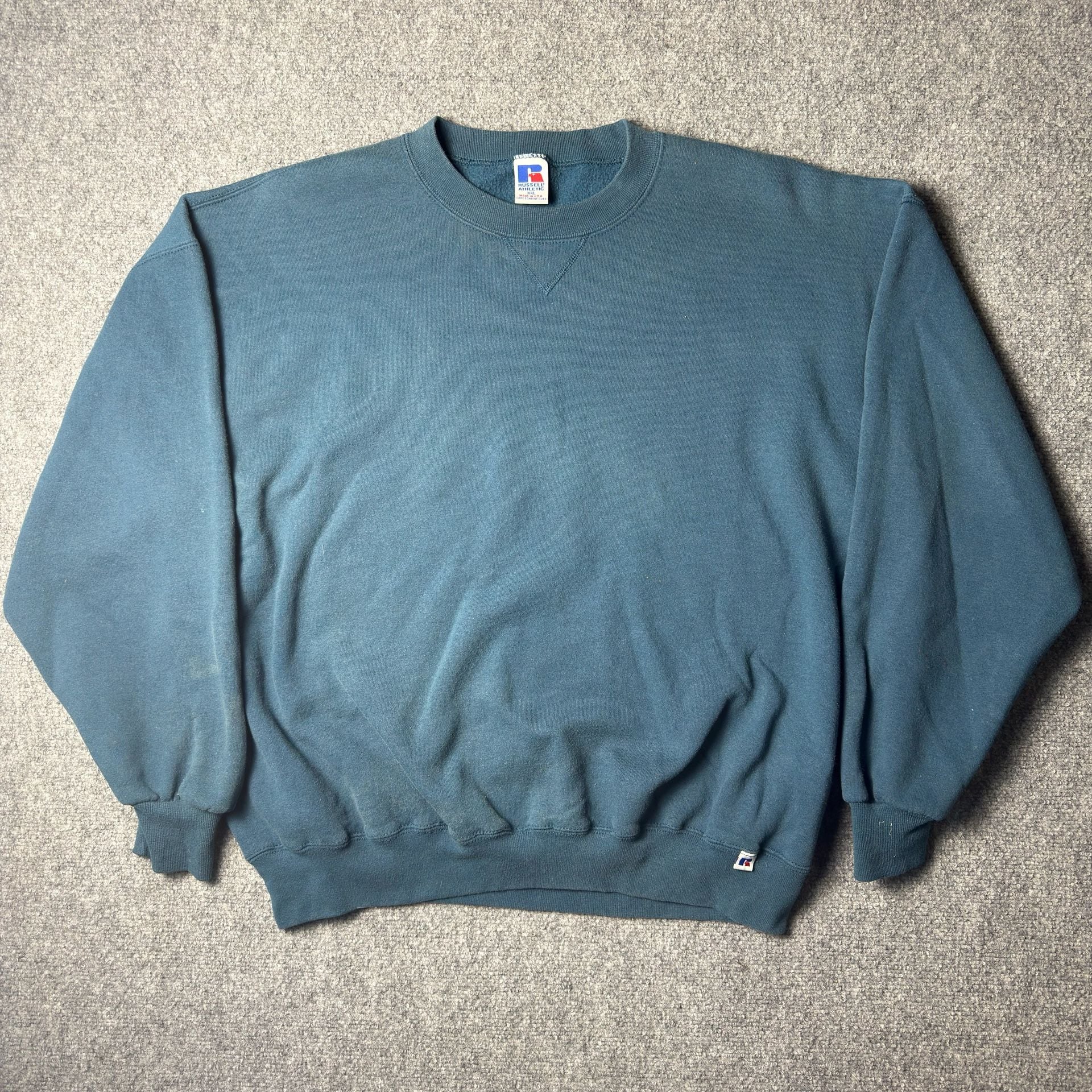 Russell Athletic Vintage Crewneck Sweatshirt Size XXL Teal Made in USA 2