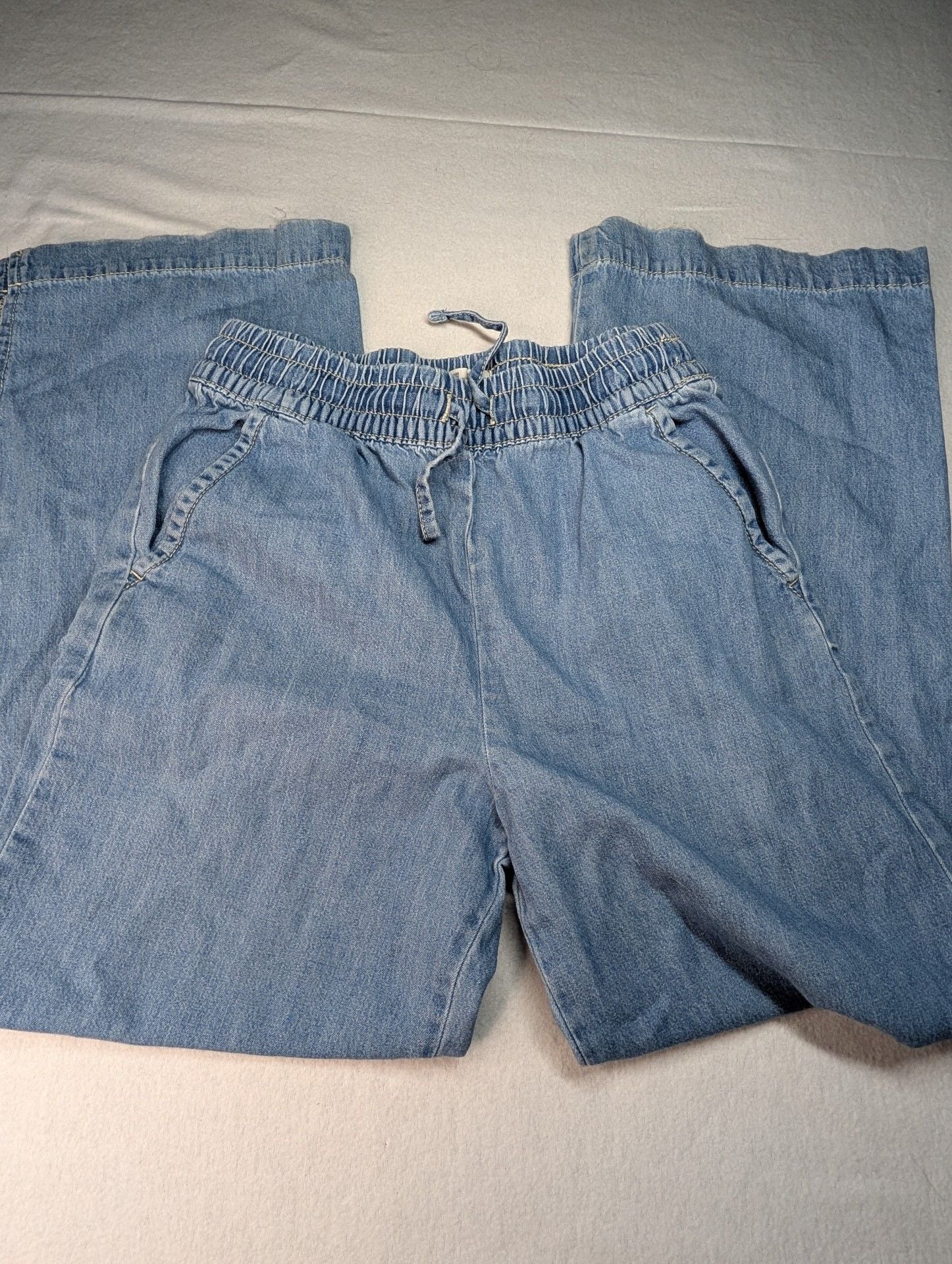 Cotton On Kids Denim Jogger Pants Size 9-10 Light Wash Pull-On Elastic Waist 2