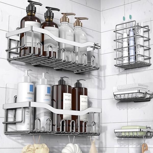 5 Pack Stainless Steel Shower Caddy Organizer Set