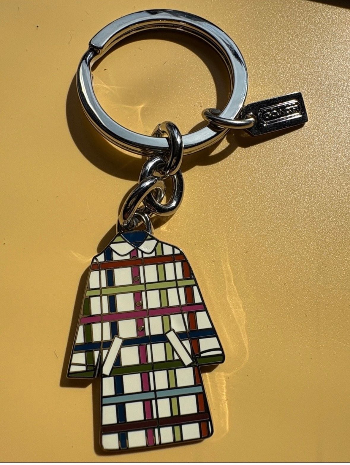 Coach Plaid Trench Coat Enamel Keychain Bag Charm 2