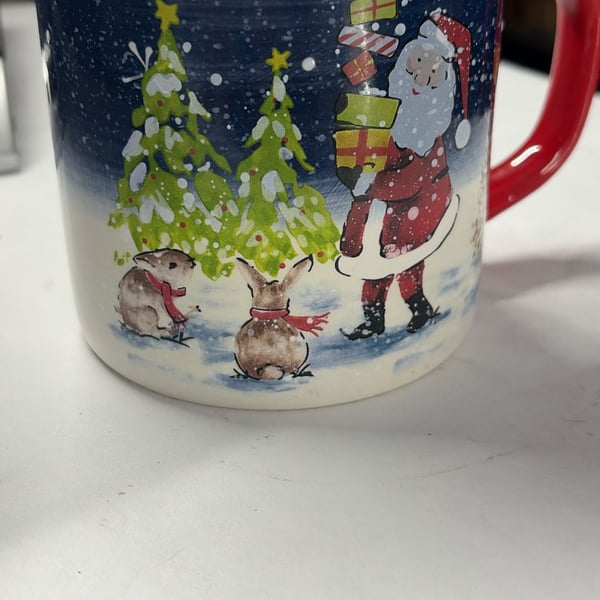 Publix Santa Claus Gifts Baby Bunnies Festive Christmas Mug 20oz