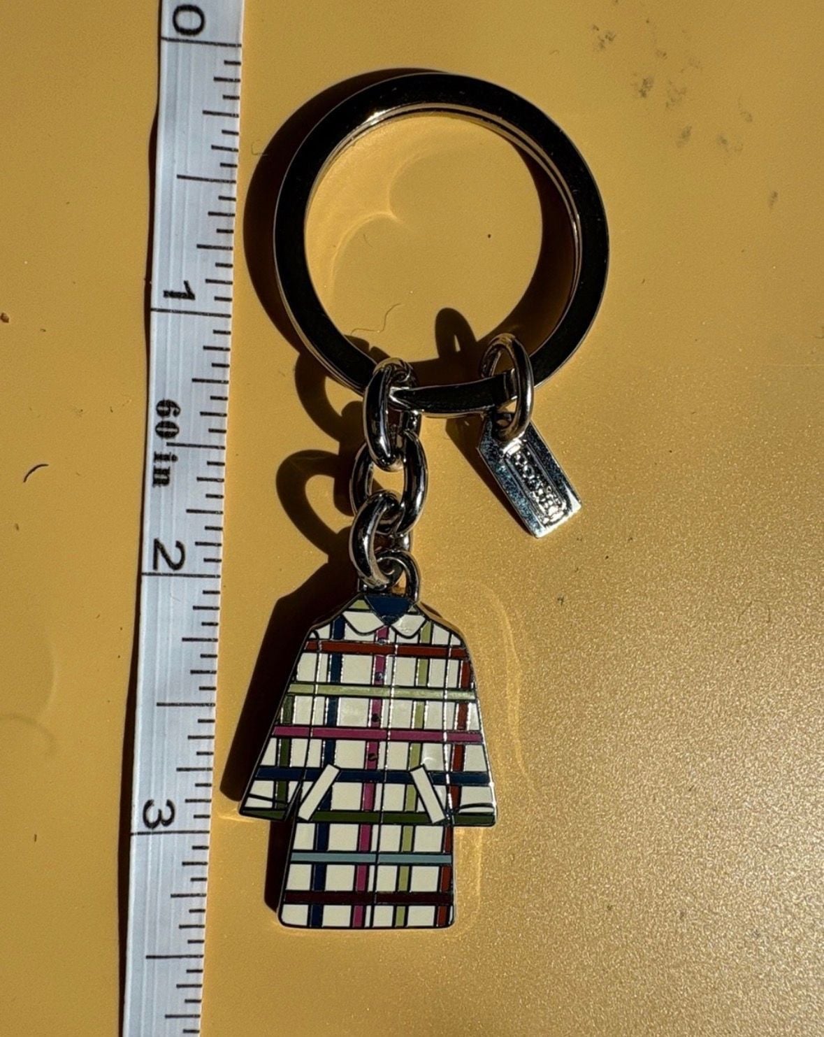 Coach Plaid Trench Coat Enamel Keychain Bag Charm 3