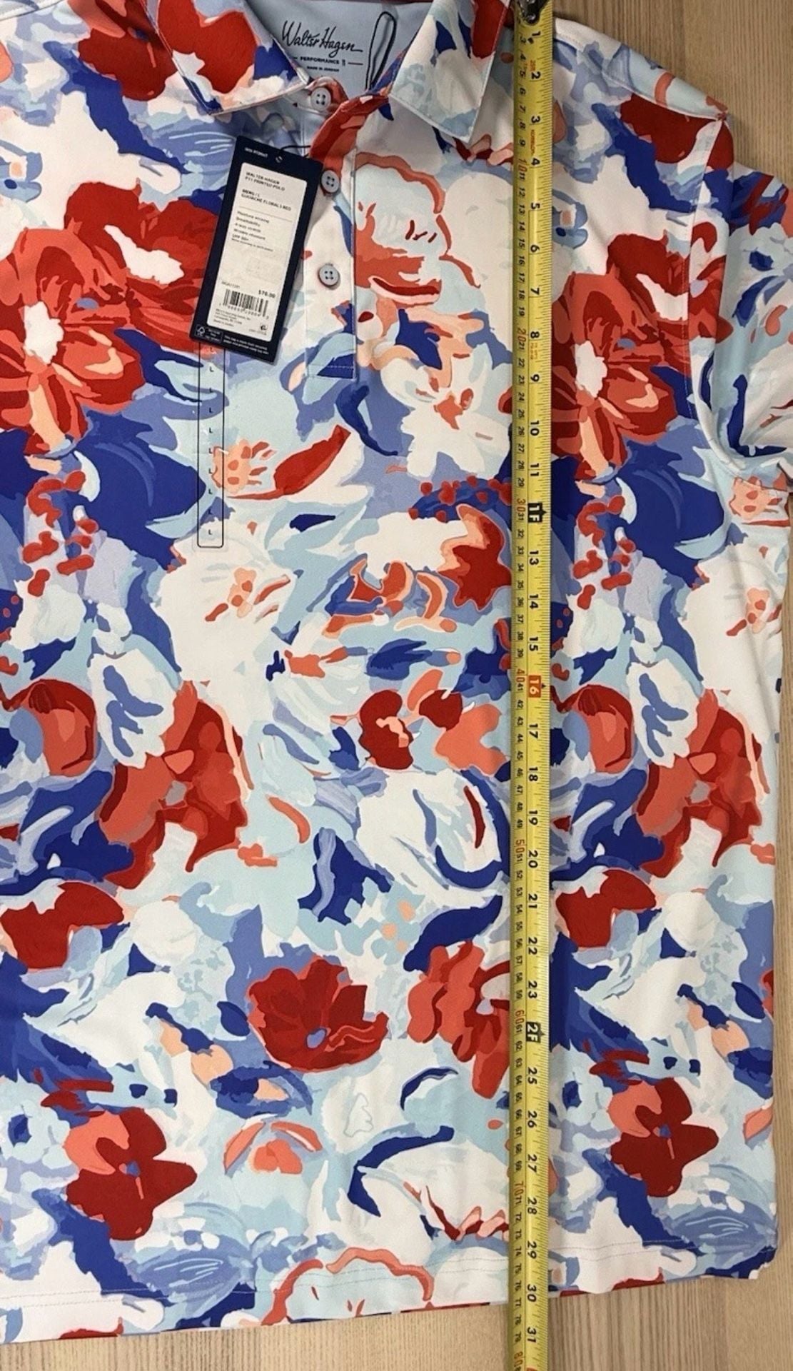 Walter Hagen Golf Polo Mens Sz L Gouache Floral Print UPF50+ $70 NEW 6