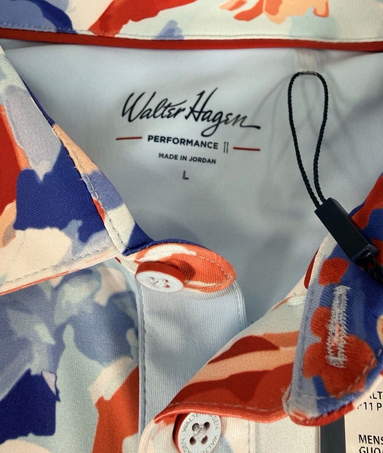 Walter Hagen Golf Polo Mens Sz L Gouache Floral Print UPF50+ $70 NEW 7