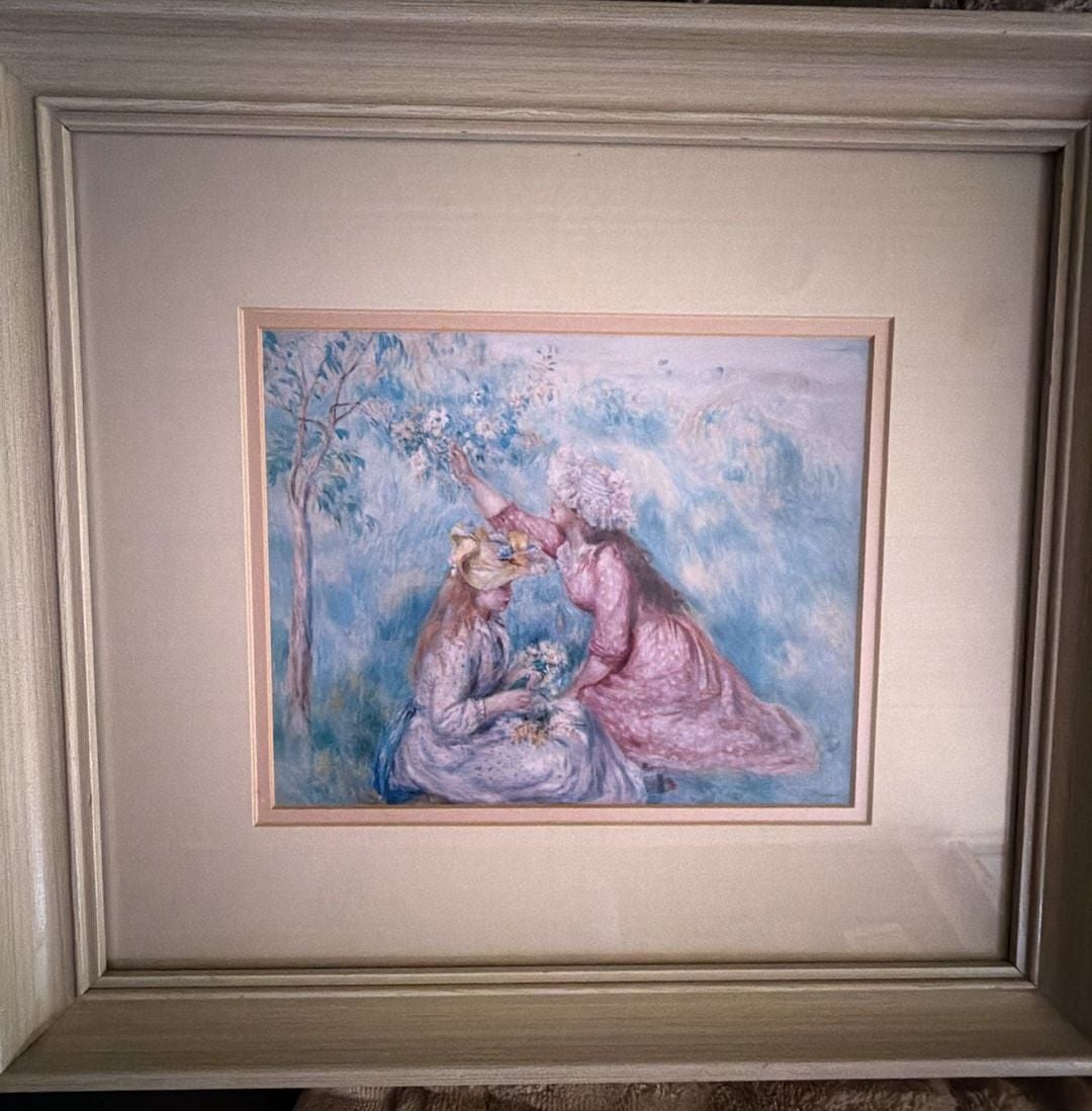 Pierre-Auguste Renoir 'Girls Picking Flowers in a Meadow' Framed Art Print 1