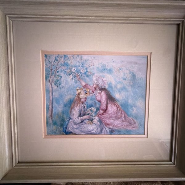 Pierre-Auguste Renoir 'Girls Picking Flowers in a Meadow' Framed Art Print