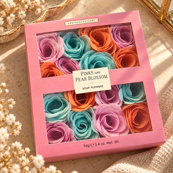 Heathcote & Ivory Pinks And Pear Blossom Soap Flowers Gift Box