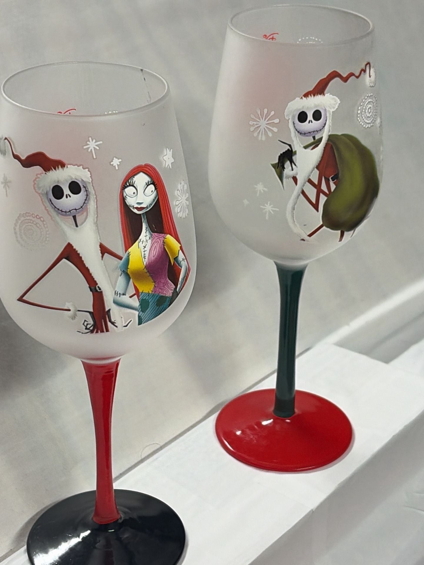Disney The Nightmare Before Christmas Frosted Wine Glasses Set of 2 1