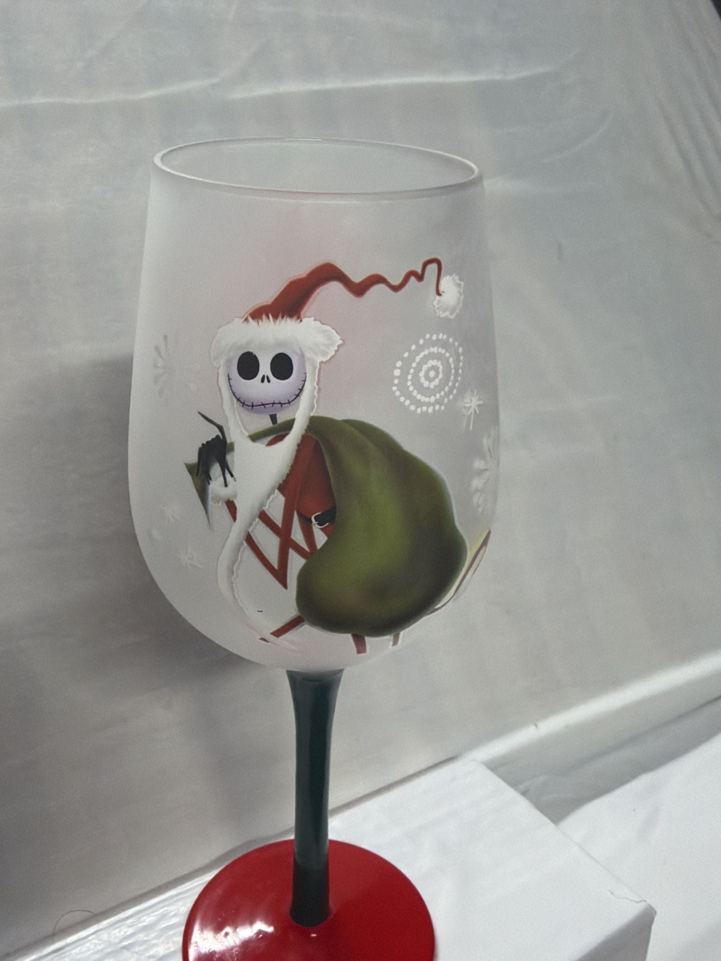 Disney The Nightmare Before Christmas Frosted Wine Glasses Set of 2 3