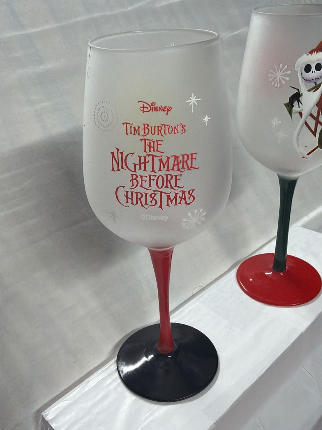 Disney The Nightmare Before Christmas Frosted Wine Glasses Set of 2 4