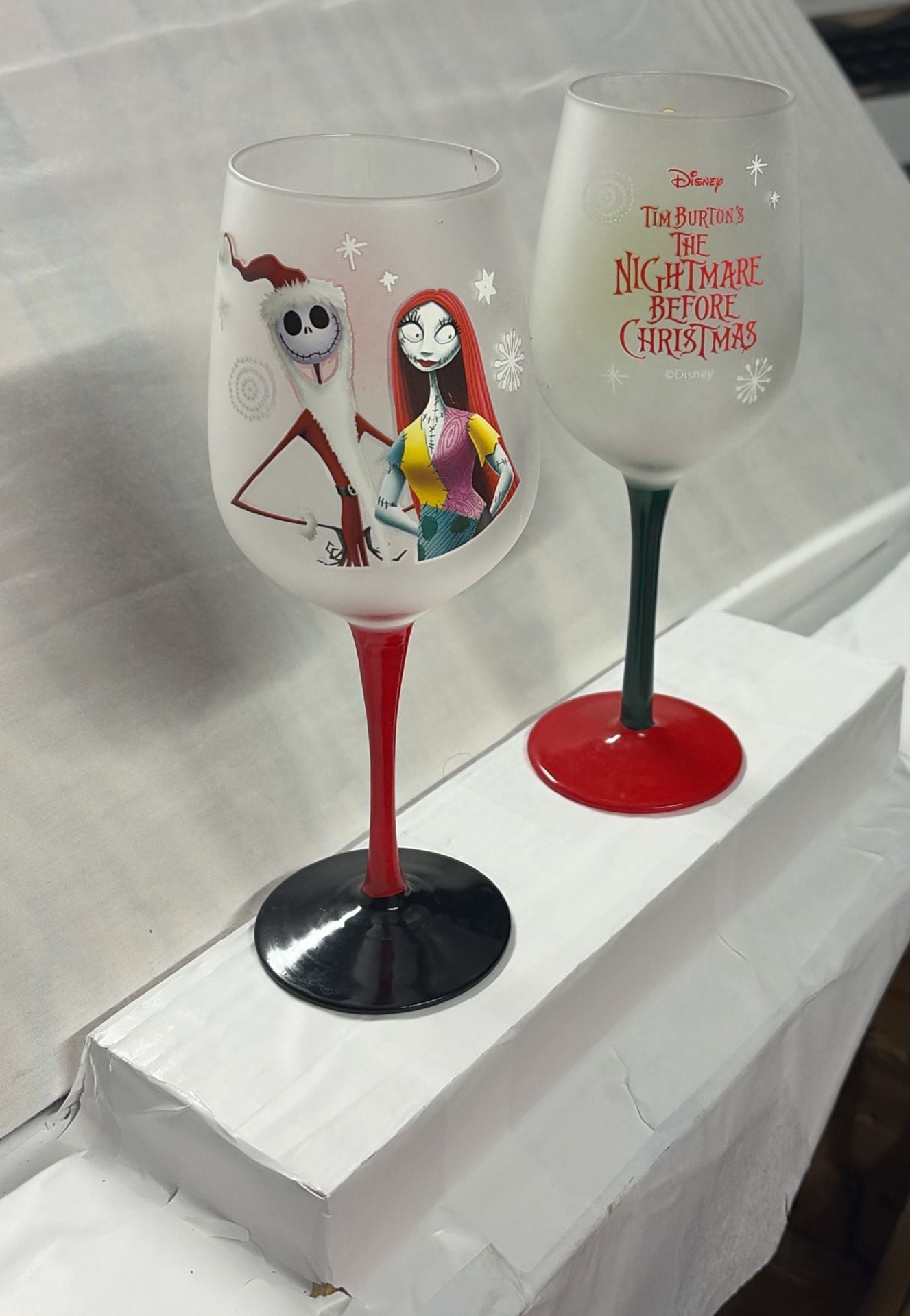 Disney The Nightmare Before Christmas Frosted Wine Glasses Set of 2 7