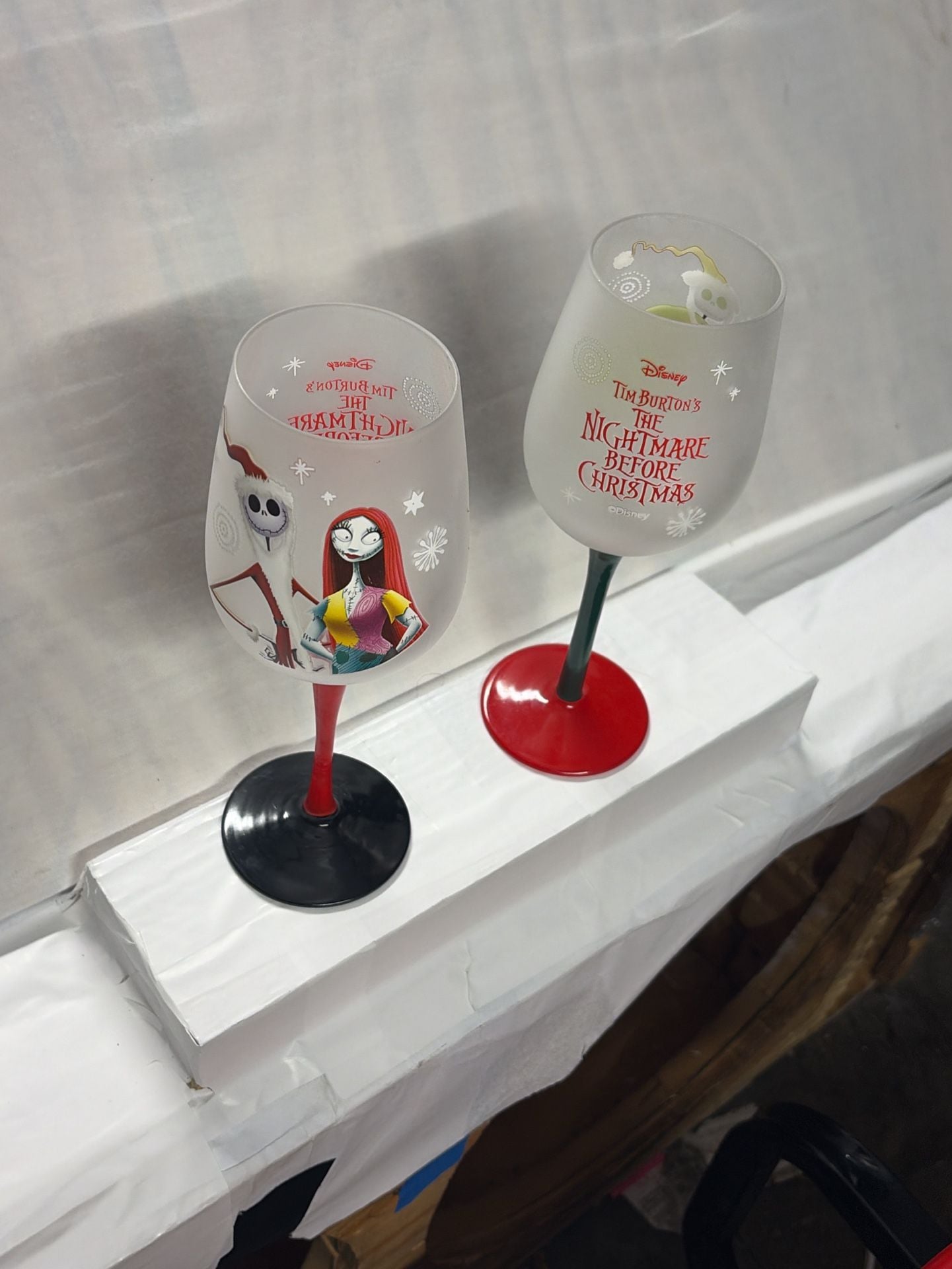 Disney The Nightmare Before Christmas Frosted Wine Glasses Set of 2 8