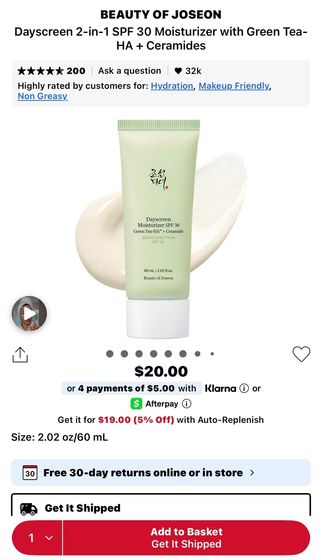 Beauty of Joseon Dayscreen 2-in-1 SPF 30 + Revive Eye Serum Ginseng Retinal 8