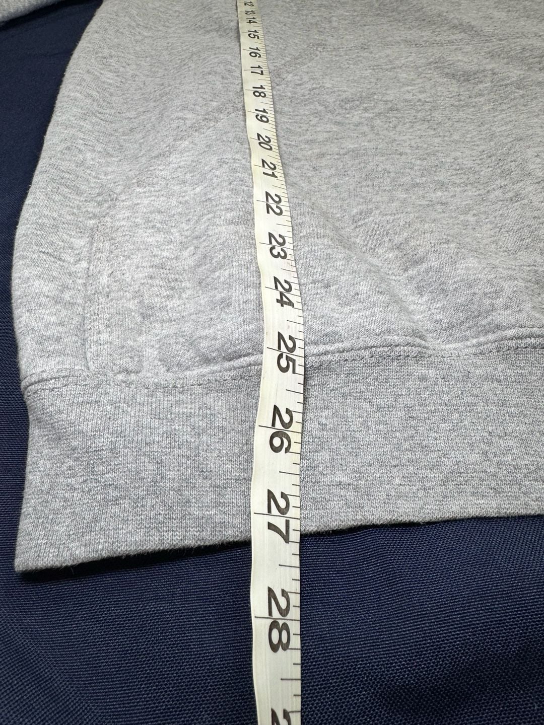 Carhartt Loose Fit Gray Pullover Hoodie Blue Sleeve Logo Sweatshirt S 8