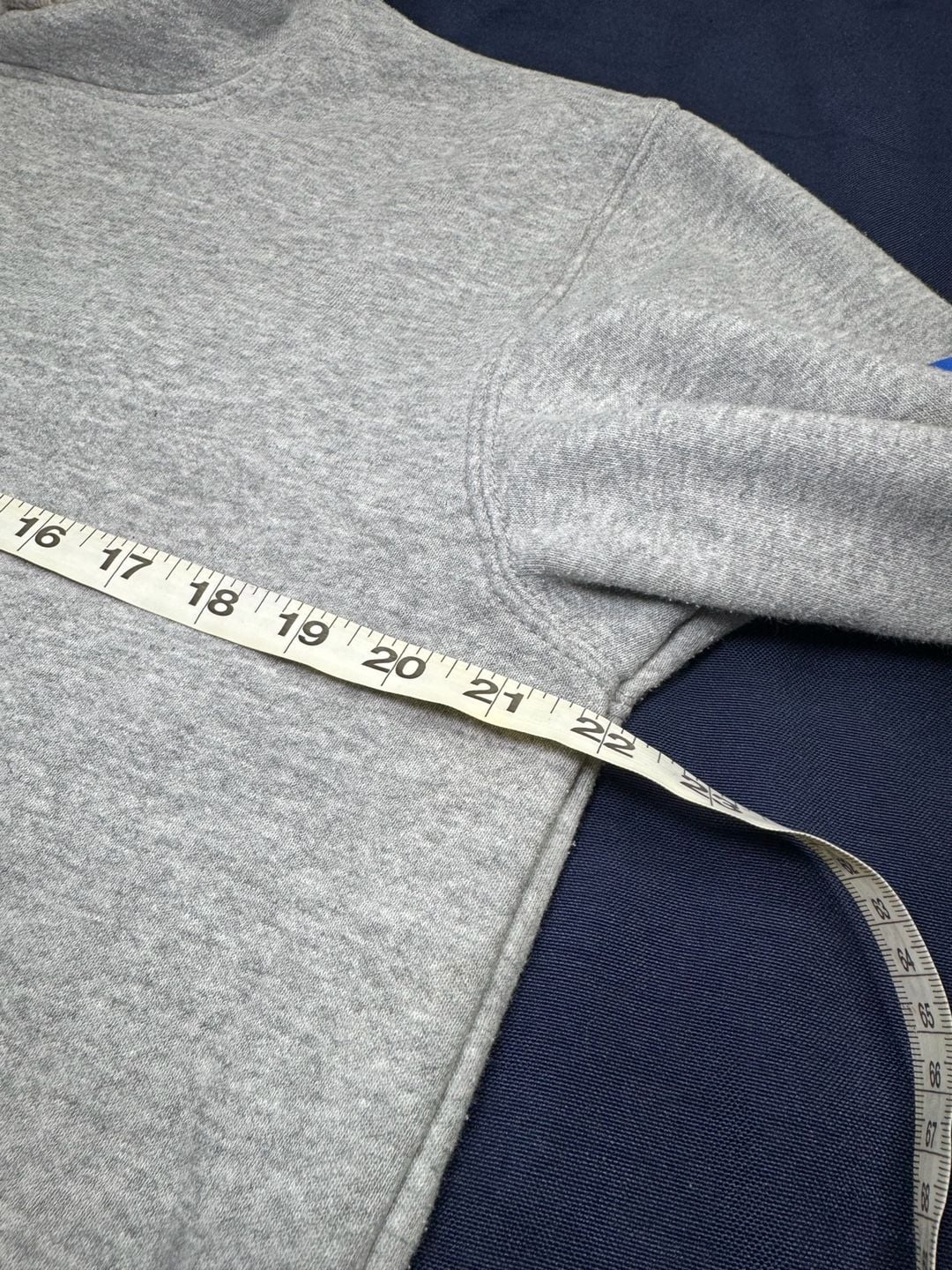 Carhartt Loose Fit Gray Pullover Hoodie Blue Sleeve Logo Sweatshirt S 9