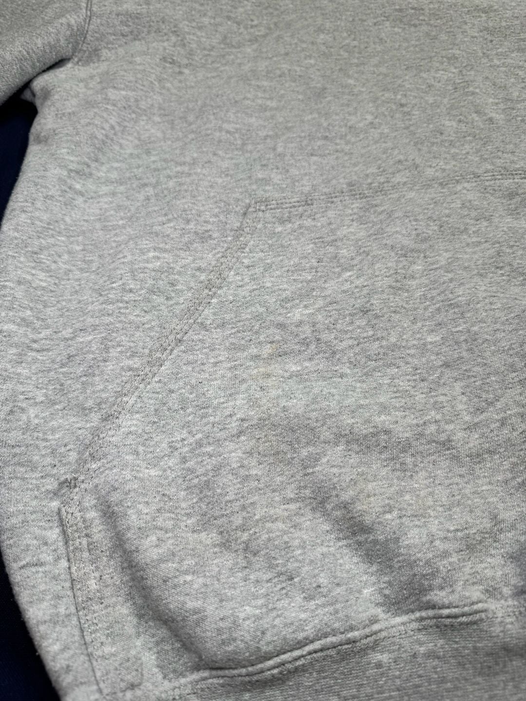 Carhartt Loose Fit Gray Pullover Hoodie Blue Sleeve Logo Sweatshirt S 12