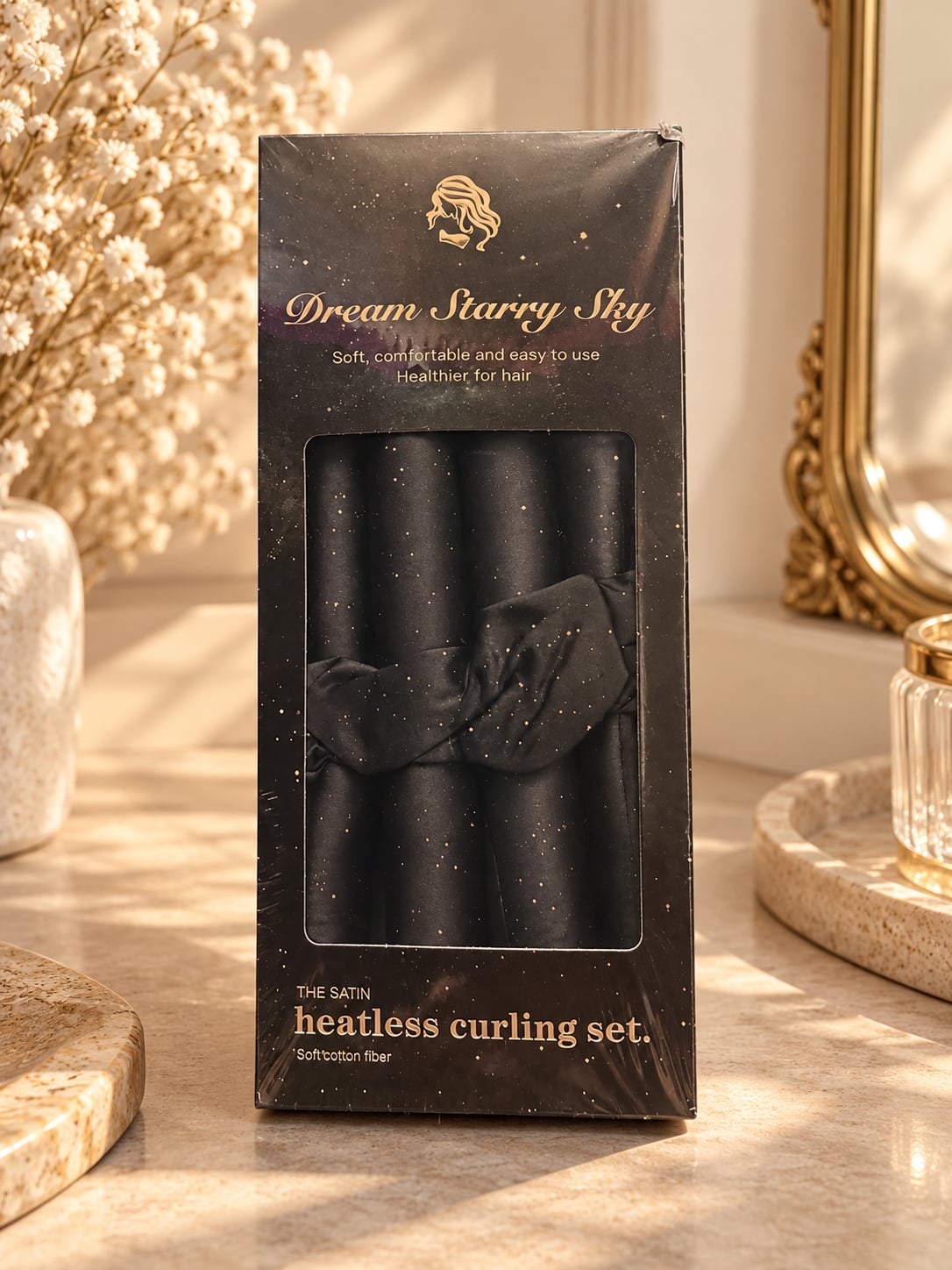 Dream Starry Sky Heatless Curling Set Black Satin 1