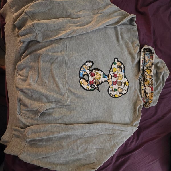 Peanuts Snoopy Hoodie Size XL Gray Graphic Pullover Characters