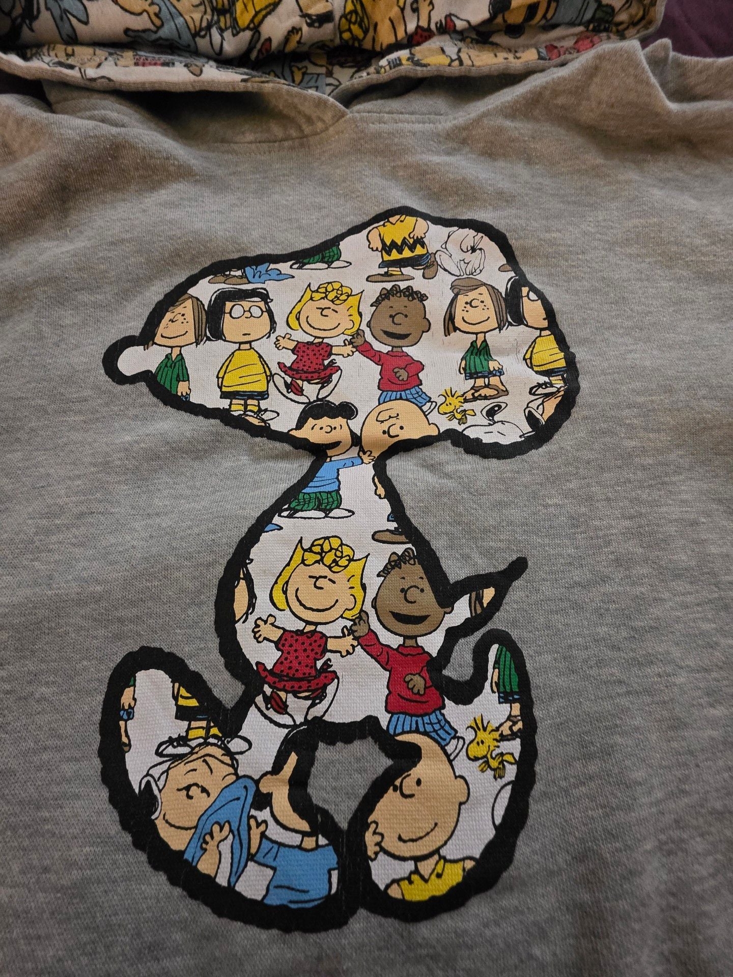 Peanuts Snoopy Hoodie Size XL Gray Graphic Pullover Characters 2