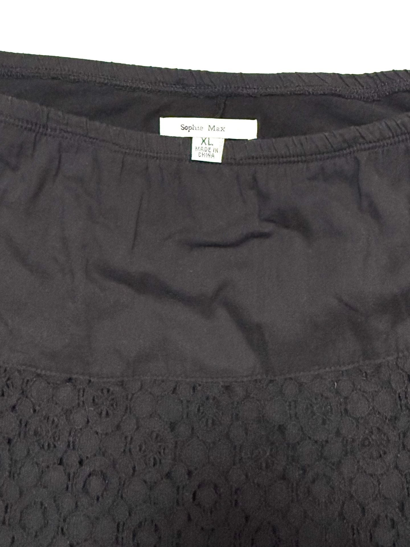 Sophie Max Women's Skirt XL Whimsigoth Witchy Cottage-Glam Y2K Boho Romantic Black Crochet Lace Tiered Maxi Ruffle Hem Lined Elastic Waist 8
