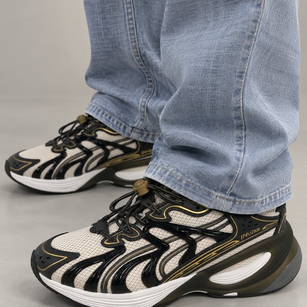 PUMA Inverse Men’s Low Top Lace-Up Athletic Sneakers White/Black/Gold 404240-03